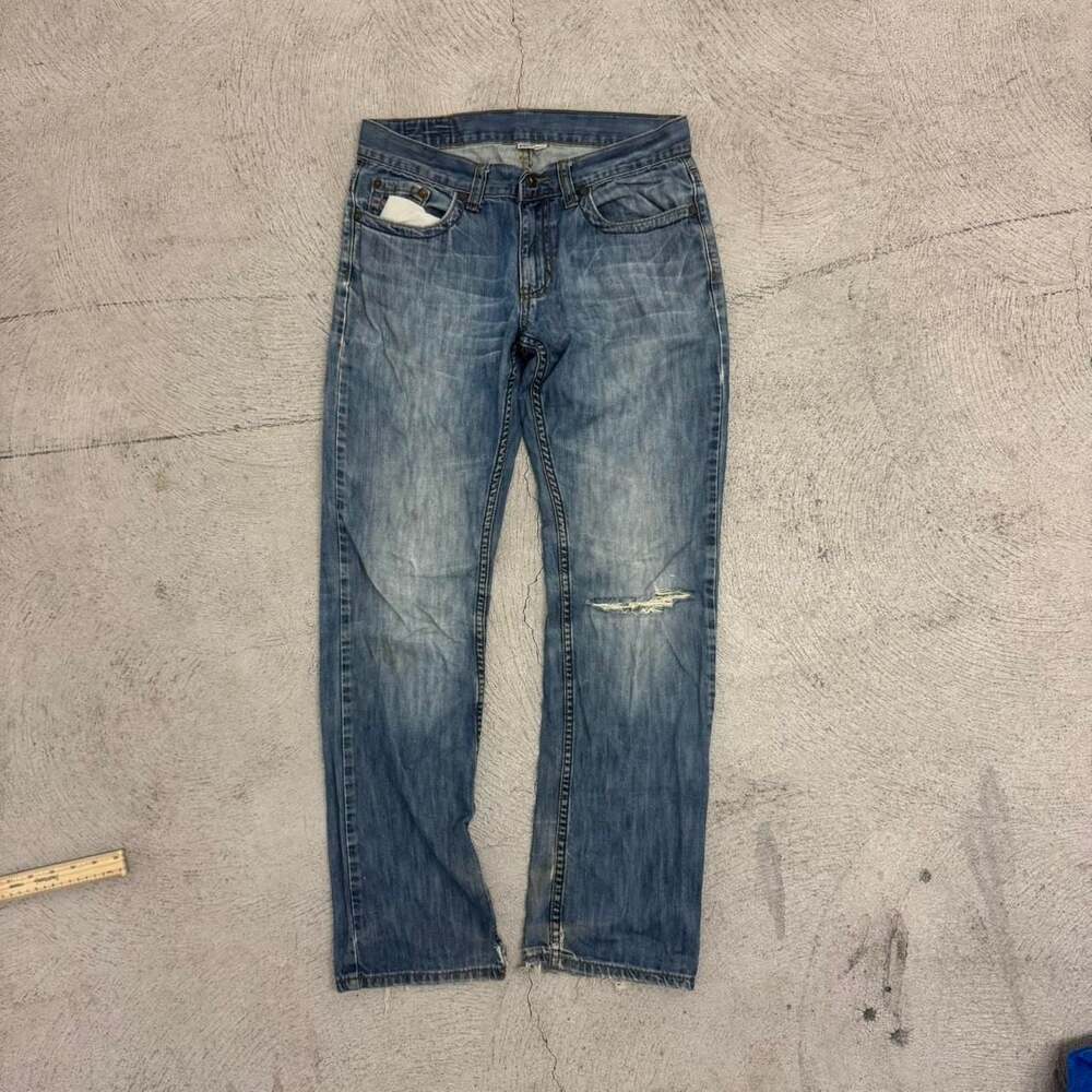 Flypaper Low Rise Straight Leg Distressed Jeans